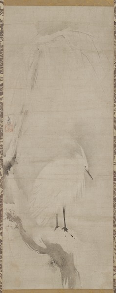Soami (d. 1525), “White Heron on a Snowy Willow.” Japan, Muromachi period, mid-15th–early 16th century. Freer Gallery of Art and Arthur M. Sackler Gallery, F1977.2 