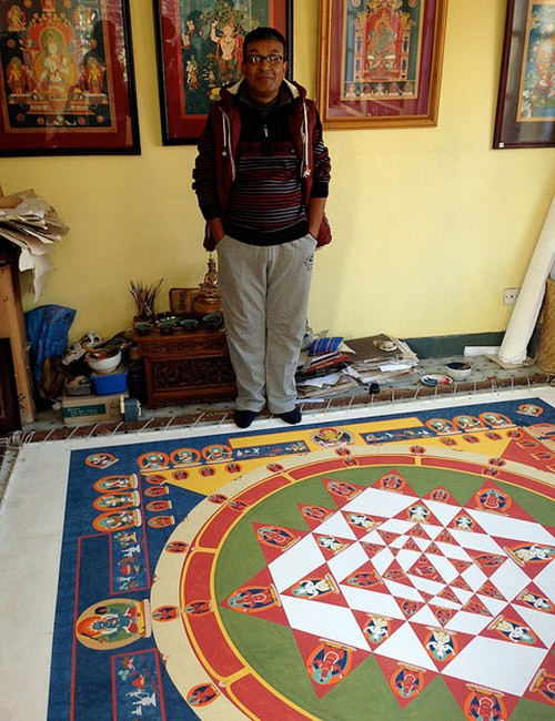 Sudarshan with one of his paintings