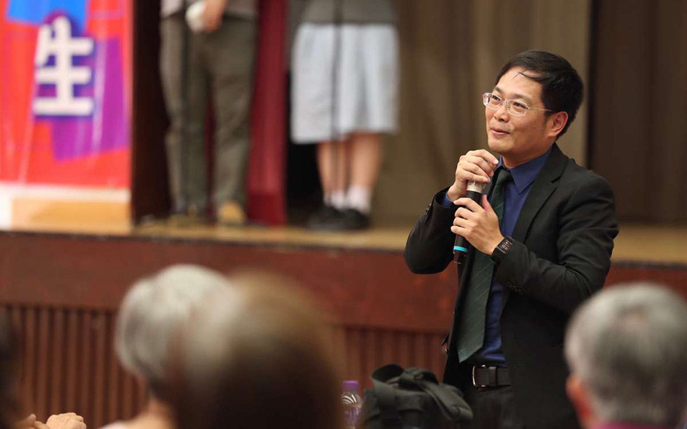 佛教大光慈航中學劉子軒校長，亦在台下互動環節期間，分享他的生命小故事。