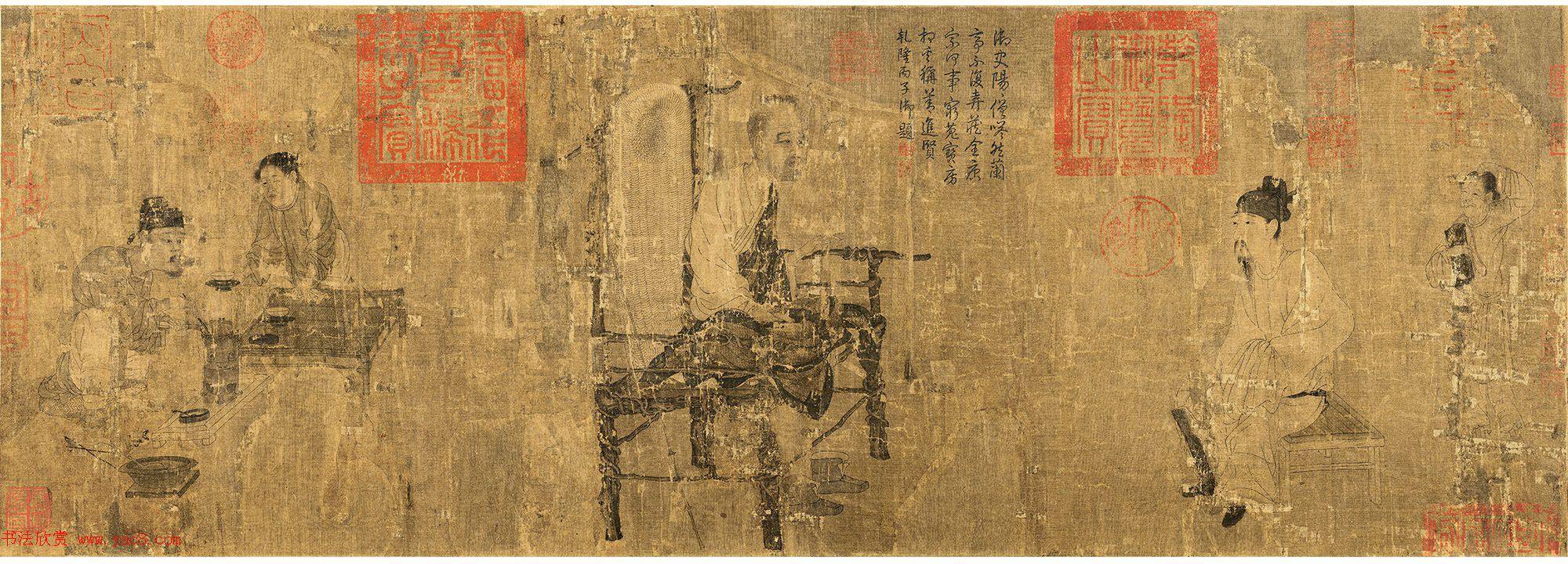 唐代畫家閻立本〈蕭翼賺蘭亭圖〉的宋代摹本，現藏於遼寧省博物館（網上圖片）